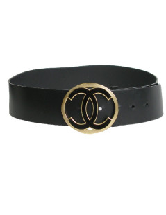 Ceinture CHANEL T 85 en cuir noir