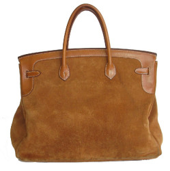 HERMÈS Birkin 40 bag Grizzli model in doblis calf and barénia fawn leather