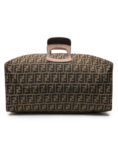 FENDI Boston bag in brown monogram canvas and leather