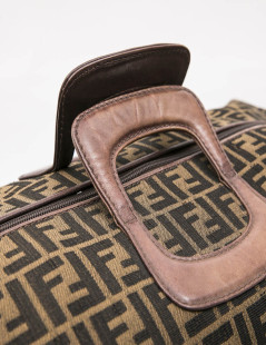 FENDI Boston bag in brown monogram canvas and leather