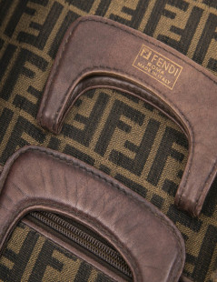 FENDI Boston bag in brown monogram canvas and leather