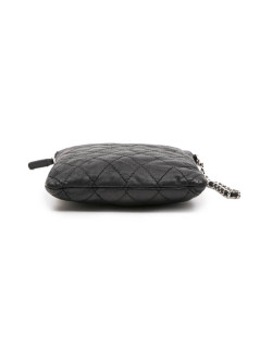 CHANEL Ipad case in black smooth quilted leather