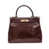 Sac Kelly 28 HERMES cuir box bordeaux vintage