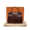 Sac Kelly 28 HERMES cuir box bordeaux vintage