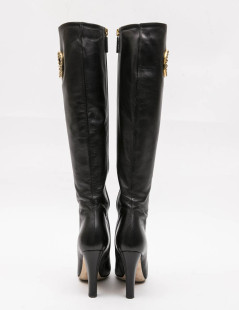 Bottes GUCCI T 36.5 cuir d'agneau souple noir