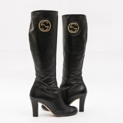 Bottes GUCCI T 36.5 cuir d'agneau souple noir