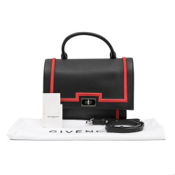 GIVENCHY Shark bag in black calf leather and red threads