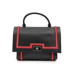 GIVENCHY Shark bag in black calf leather and red threads