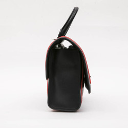 GIVENCHY Shark bag in black calf leather and red threads