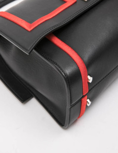 GIVENCHY Shark bag in black calf leather and red threads