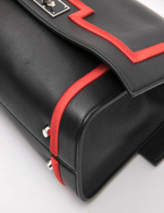 GIVENCHY Shark bag in black calf leather and red threads