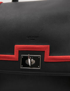 GIVENCHY Shark bag in black calf leather and red threads