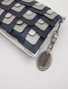 Hogan unisex clutch designed by Karl Lagerfeld in silver leather