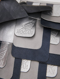 Hogan unisex clutch designed by Karl Lagerfeld in silver leather