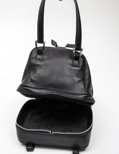 KARL LAGERFELD mini bowling bag in black leather