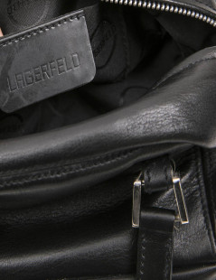 KARL LAGERFELD mini bowling bag in black leather