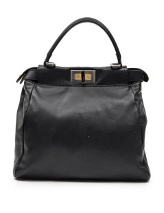 FENDI Peekaboo bag in soft black leather Médium size