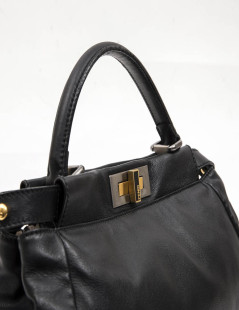 Sac Peekaboo FENDI  cuir d'agneau lisse noir TM