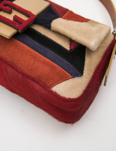 Baguette FENDI en poulain patchwork multicolore