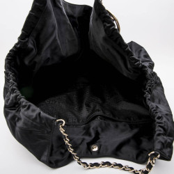 CHANEL tote bag in black duchess satin