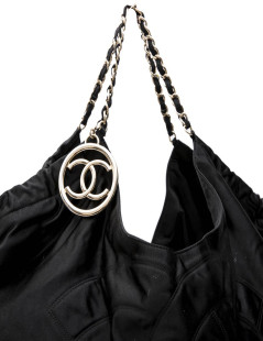 CHANEL tote bag in black duchess satin