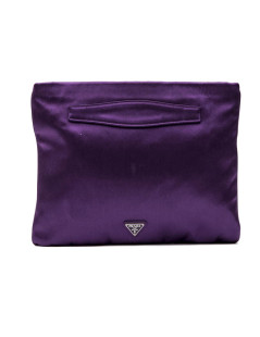 Pochette PRADA en satin duchesse violet et cabochons