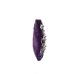 PRADA clutch bag in purple satin, Swarovski crystals and cabochons