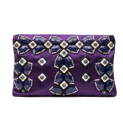 PRADA clutch bag in purple satin, Swarovski crystals and cabochons