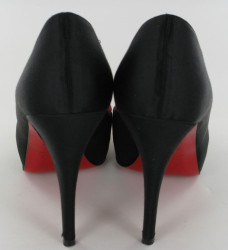 Escarpins LOUBOUTIN T37 satin noir et rouge