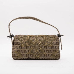 Sac baguette FENDI toile monogram brodé de fils d'or 