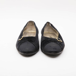 CHANEL ballerina shoes in navy blue velvet and satin size 39