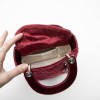 Mini sac Lady D CHRISTIAN DIOR en velours de soie rouge cardinal