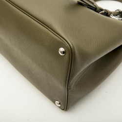 PRADA double bag in khaki green Saffiano leather