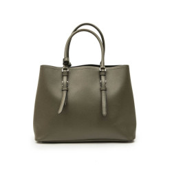 PRADA double bag in khaki green Saffiano leather