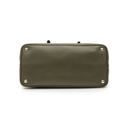 PRADA double bag in khaki green Saffiano leather