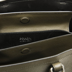 PRADA double bag in khaki green Saffiano leather