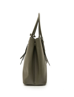 PRADA double bag in khaki green Saffiano leather