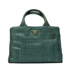 Sac PRADA en cuir tressé vert emeraude