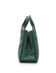 Prada 'Madras' shopping bag in peacock green braided leather