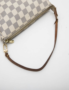 LOUIS VUITTON clutch bag in Azur checkered canvas and natural cow leather