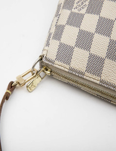 LOUIS VUITTON clutch bag in Azur checkered canvas and natural cow leather