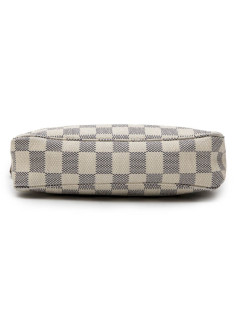 LOUIS VUITTON clutch bag in Azur checkered canvas and natural cow leather