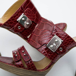 HERMES high heels mules in red alligator size 37FR