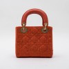 CHRISTIAN DIOR 'Lady Dior' Mini Bag in Coral Tweed and leather