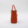 Mini sac Lady D CHRISTIAN DIOR en tweed et cuir corail