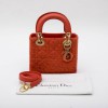 CHRISTIAN DIOR 'Lady Dior' Mini Bag in Coral Tweed and leather