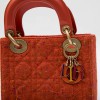 CHRISTIAN DIOR 'Lady Dior' Mini Bag in Coral Tweed and leather