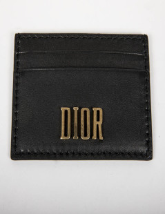 DIOR card holder in black smooth calf leather