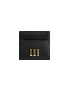 DIOR card holder in black smooth calf leather