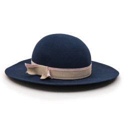 E.S Chapeau TM MAISON MICHEL en feutrine bleue